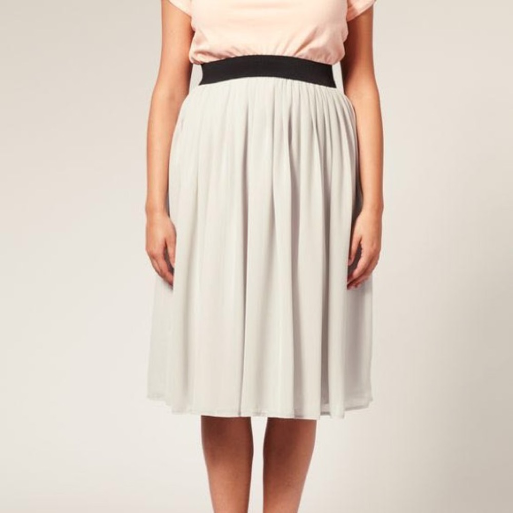 ASOS Curve grey chiffon midi skirt